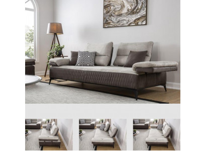 Canapé moderne trois places de luxe en tissu gris classique sofa en tissu textile