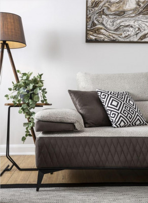 Canapé moderne trois places de luxe en tissu gris classique sofa en tissu textile