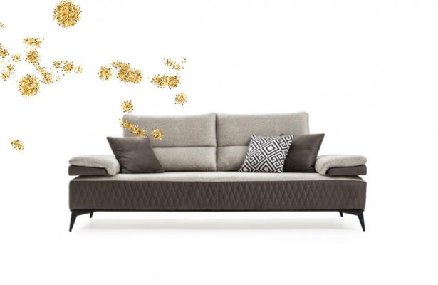 Canapé moderne trois places de luxe en tissu gris classique sofa en tissu textile