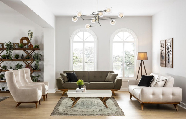 Canapé classique trois places de luxe en cuir brun Sofas 3 places de style mobilier