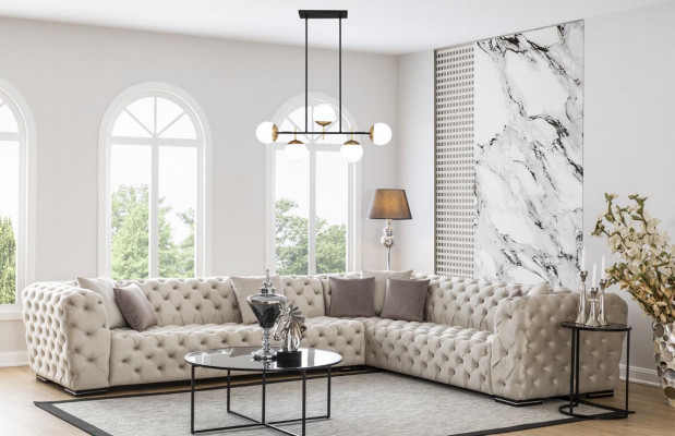 Canapé d'angle rembourré Chesterfield ensemble de canapé en tissu de luxe nouveaux canapés d'angle