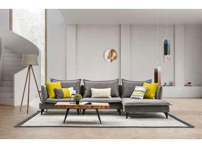 Canapé Chesterfield gris rembourré Suite de canapé d'angle Canapé d'angle de luxe en tissu