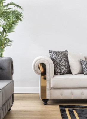 Canapé Chesterfield 3 places Design Salon Rembourrage Bois Cuir Moderne Luxe