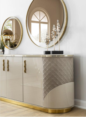 Ensemble de salle à manger 10 pièces. Suite de luxe Table 6x Chaise Buffet Miroir Mobilier Bois