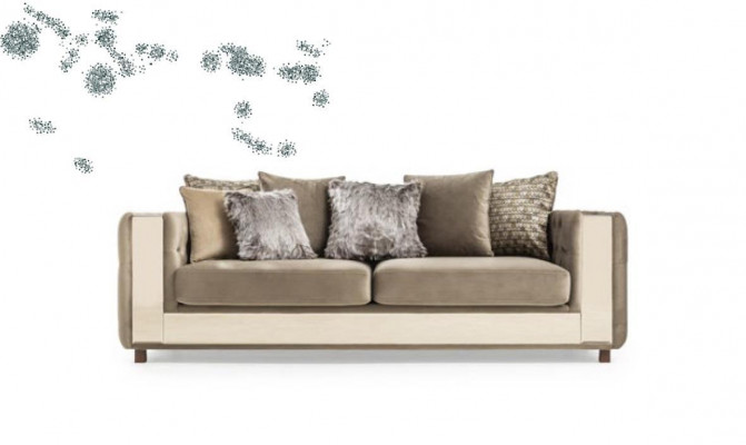 Canapé Chesterfield 4 places Salon Design Moderne Canapés Bleus en Tissu