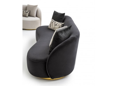 Meubles de canapés de luxe Salle de séjour Quatre places Noir Textile Mobilier Rond 4 places
