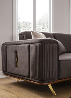 Canapés 4 places en textile Mobilier de salon moderne neuf en polyester Grand Sofa
