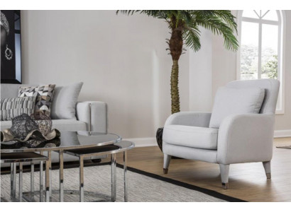 Fauteuil Design Salle de séjour Rembourrage Bois Rembourrage Moderne Luxe Gris neuf