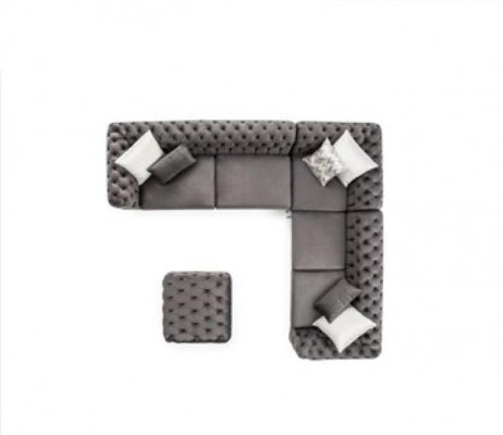 Canapé Chesterfield gris rembourré Ensemble de canapés en coin Suite Tapisserie Canapés d'angle de luxe neufs