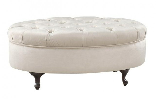 Tabouret en cuir Tabouret rond Tabouret Chippendale Ottoman classique - Modèle V-Ottoman