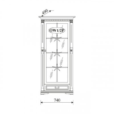 Vitrine classique Armoire de présentation Vitrine en verre Armoire coloniale OW1A