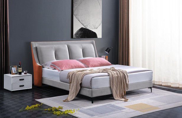 Lit double classique Lits bois Gris Style Chambre à coucher en bois massif nouveau