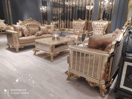 Fauteuil Chesterfield beige de style antique Chaises Baroques Rococo Meubles