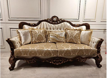 Chesterfield Baroque Trois Places Canapés en Tissu Or Canapé