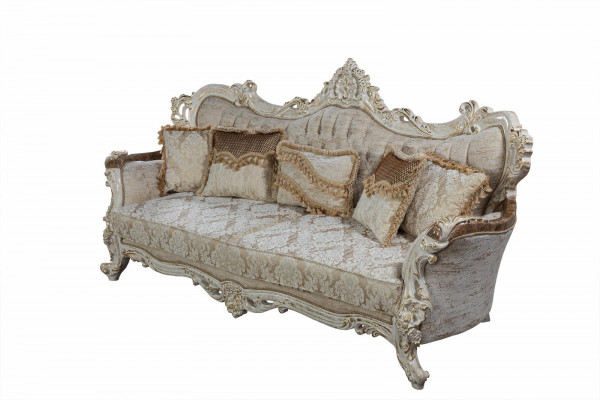Chesterfield Baroque canapé trois places Canapés Tissu Or Sofa