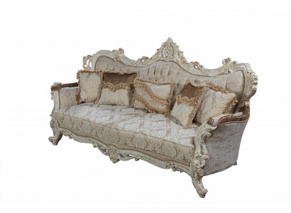 Chesterfield Baroque canapé trois places Canapés Tissu Or Sofa