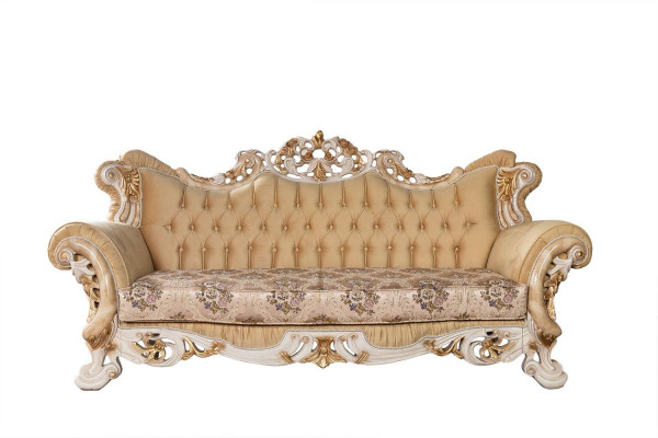 Salle de séjour Luxe Canapé Beige Ensemble de canapés Canapés Fauteuil 3+1 Places Tissu Design