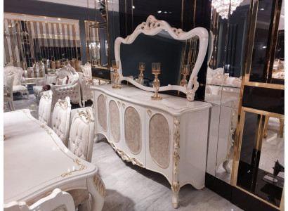 Meuble de luxe Buffet de salon avec miroir Design Console Buffet en bois