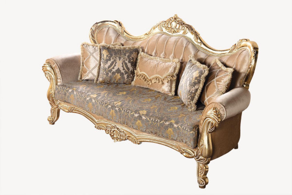 Chesterfield Baroque Canapé Trois Places Meubles Canapé Tissu Or Canapés