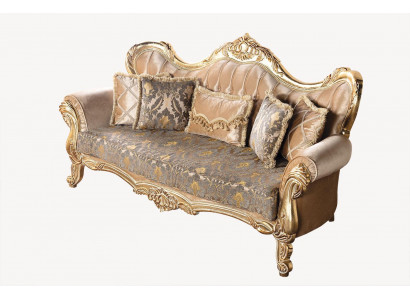 Chesterfield Baroque Canapé Trois Places Meubles Canapé Tissu Or Canapés