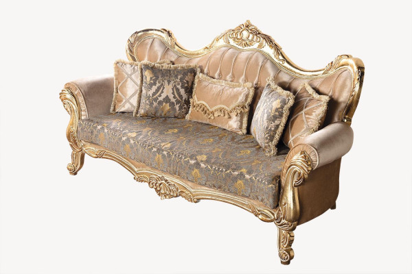 Ensemble de canapé Chesterfield en tissu pour meubles de style baroque rococo, table 3 pièces.