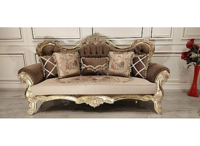 Chesterfield Baroque Trois Places Canapé Canapés Tissu Or Meubles