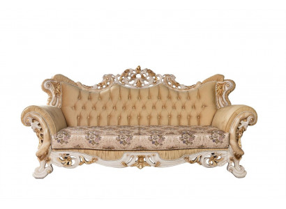 Chesterfield Baroque Canapé trois places Canapé Tissu beige