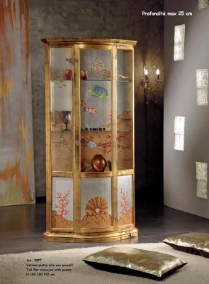Vitrine classique en verre armoire en bois Armoire Vitrine meuble de luxe Buffet en or Italie