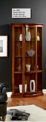 Vitrine classique marron Mobilier de style français Commode Buffet Cabinet en verre