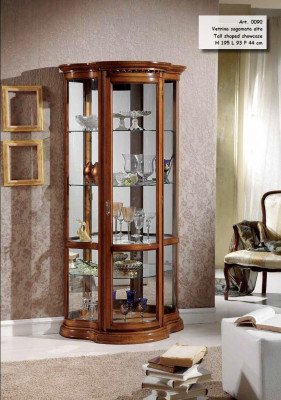 Vitrines Armoire en verre Armoire brune Vitrine Salon Bois Buffet de luxe en Italie