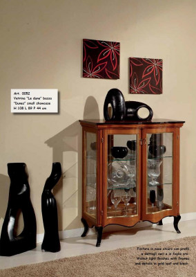 Vitrine classique Vitrine en verre Placard en bois Salon de luxe Marron Bahut