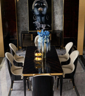 Ensemble complet de salle à manger Table 6x Chaises fauteuil de luxe Ensemble de salle à manger