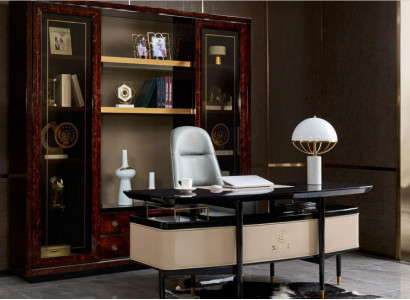 Ameublement Salle d'étude Mobilier de bureau Table Armoire Fauteuil Suite Ensemble de 3 pièces