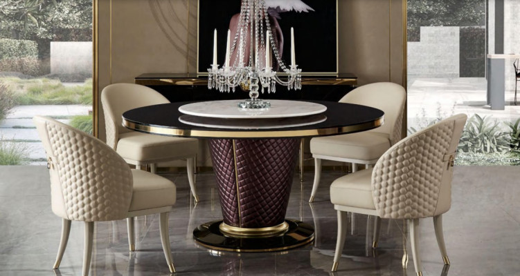 Conception Table à manger Table ronde 6 chaises Ensemble de salle à manger Ensemble de chaises