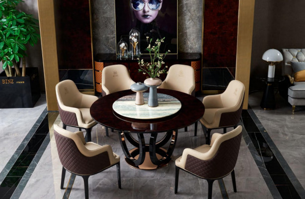 Design Tisch aus Holz Runder Esstisch Runde Esstische 150cm Luxusklasse