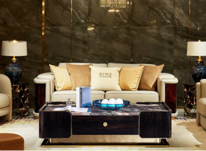 Trois canapés trois places en tissu, design de capitonnage, canapé moderne trois places, mobilier de salon de luxe.