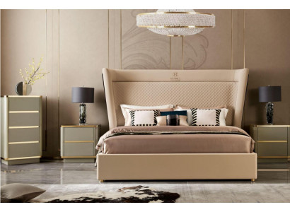 Chambre de concepteur Lit 2x Tables de chevet Commode Ensemble de 4 pièces. Nouveau