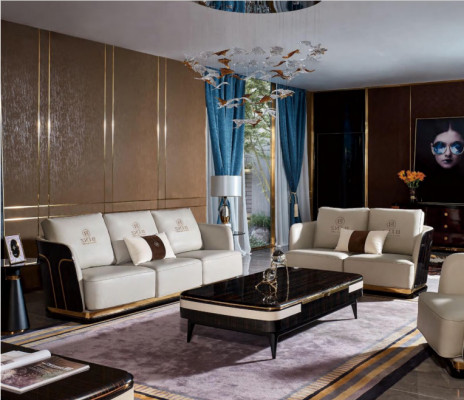 Trois canapés en cuir de designer blancs