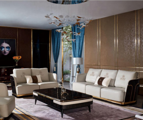 Trois canapés en cuir de designer blancs