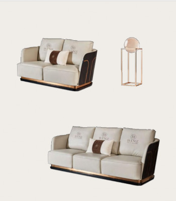 Trois canapés en cuir de designer blancs