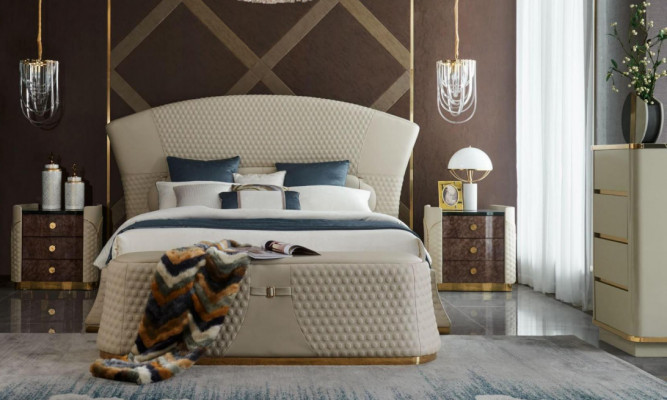 Conception de lit en cuir de luxe Lits rembourrés Chambre double 180x200