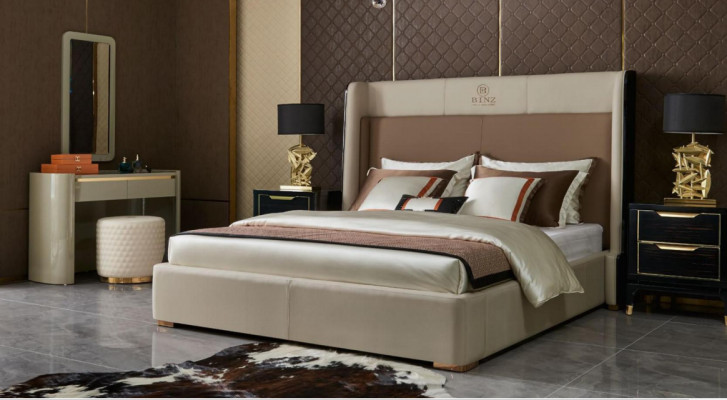 Lits d'hôtel de luxe Design de lit double en bois Lit moderne 180x200 Chambre de mariage