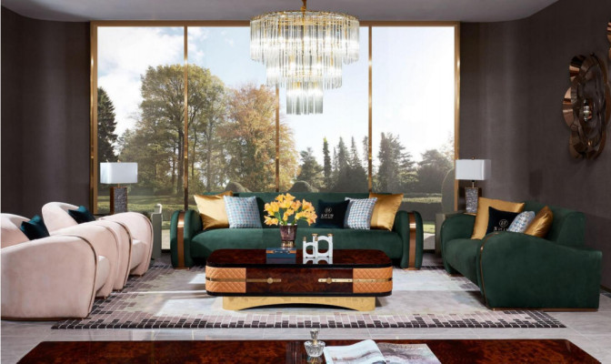 Ensemble de canapés de luxe 4 pièces. Ensemble Canapé Canapé en Cuir Canapé Chesterfield Canapé Sofas