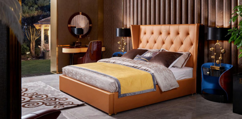 Lit Chambre Mobilier 6pces. Ensemble complet en cuir Design Lits de luxe
