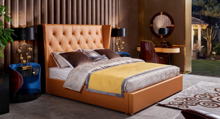 Lit Chambre Mobilier 6pces. Ensemble complet en cuir Design Lits de luxe