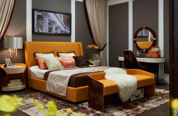 Meubles de chambre de luxe Lit 2x Ensemble de table de chevet Lits Mobilier d'hôtel 3 pièces. Résider