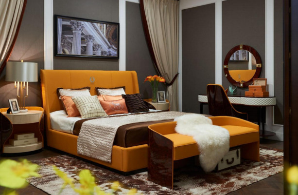 Chambre de luxe Lit double Lit 180x200cm En cuir nouveau Lits d'hôtel