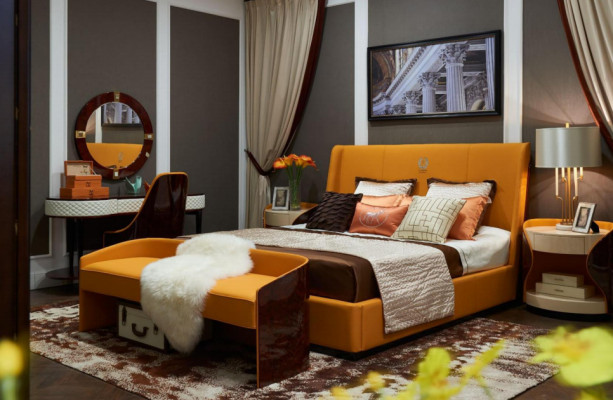 Chambre de luxe Lit double Lit 180x200cm En cuir nouveau Lits d'hôtel