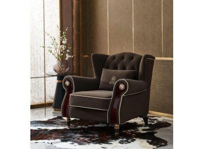 Design élégant fauteuil à accoudoirs Chesterfield revêtement textile de luxe pour club lounge télévision