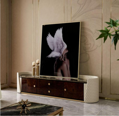 Meuble TV design, buffet TV, commode, bahut bas, armoire, étagère décorative de salle.